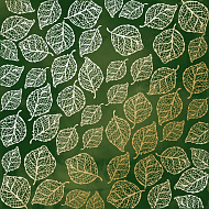 лист односторонней бумаги с фольгированием golden delicate leaves, color green aquarelle 30,5х30,5 см