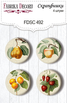 Set of 4pcs flair buttons for scrabooking Summer botanical diary #492