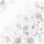 Sheet of single-sided paper embossed with silver foil, pattern Silver Peony Passion White 12"x12" 