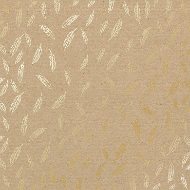 лист односторонней бумаги с фольгированием, дизайн golden feather kraft, 30,5см х 30,5см