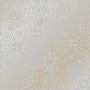 Sheet of single-sided paper with gold foil embossing, pattern Golden Gears Gray, 12"x12" 