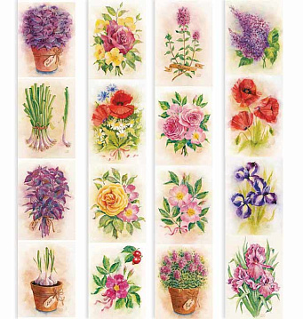 Streifenset mit Bildern zur Dekoration "Blumen"