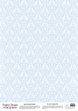 Deco vellum colored sheet Damask Light blue, A3 (11,7" х 16,5")
