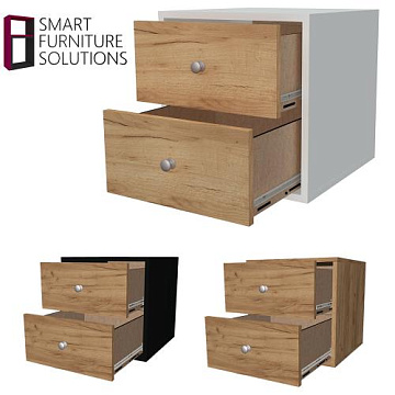 Cabinet with two drawers 0,5:0,5, Fronts Golden Oak, 400mm x 400mm x 400mm