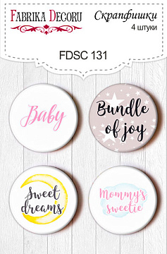 Set of 4pcs flair buttons for scrabooking "My little baby girl" EN #131