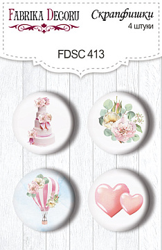 Set of 4pcs flair buttons for scrabooking Walking on clouds #413