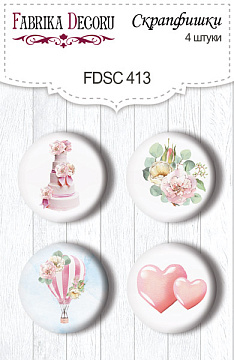 Set mit 4 Flair-Buttons zum Scrapbooking Walking on Clouds #413