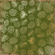 лист односторонней бумаги с фольгированием "golden tropical leaves botany summer 1 30,5х30,5 см