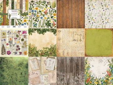 Double-sided scrapbooking paper set Summer botanical story 8"x8" 10 sheets - 2 Double-sided scrapbooking paper set Summer botanical story 8"x8" 10 sheets - 2