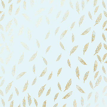 Sheet of single-sided paper with gold foil embossing, pattern Golden Feather Mint, 12"x12"