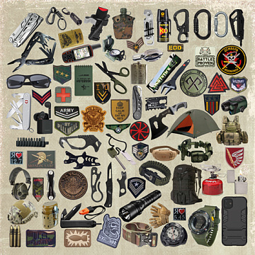 Sheet of images for cutting. Collection "Military style"