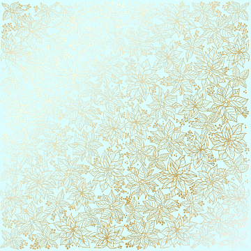 Blatt aus einseitigem Papier mit Goldfolienprägung, Muster Golden Poinsettia Mint, 12"x12"