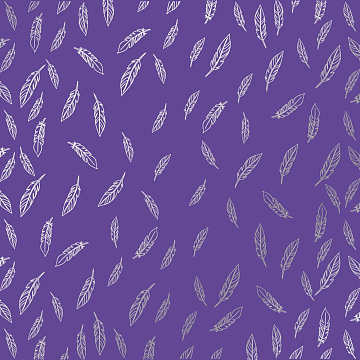 Einseitig bedrucktes Blatt Papier mit Silberfolie, Muster Silver Feather, Farbe Lavendel 12"x12"