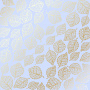 Sheet of single-sided paper with gold foil embossing, pattern Golden Delicate Leaves Purple, 12"x12"