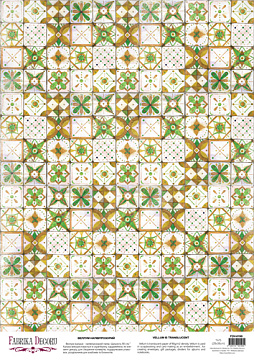Deco vellum colored sheet Suzani Green, A3 (11,7" х 16,5")