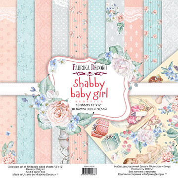 Doppelseitig Scrapbooking Papiere Satz Shabby Baby Girl Redesign, 30.5 cm x 30.5cm, 10 Blätter