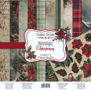 Doppelseitiges Scrapbooking-Papierset Nostalgic Christmas, 20 cm x 20 cm, 10 Blätter