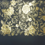Skóra PU do oprawiania ze złotym wzorem Golden Peony Passion, kolor granatowy, 50cm x 25cm 
