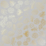 Sheet of single-sided paper with gold foil embossing, pattern Golden Tropical Leaves Gray, 12"x12"