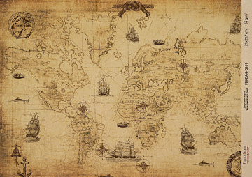 Kraft decoupage paper, 21x29,7cm, “Travels”, #00101