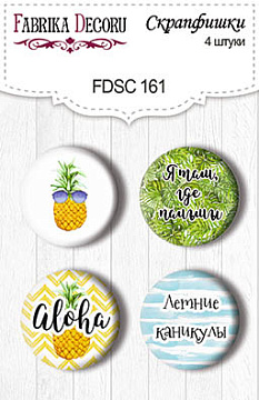 Set of 4pcs flair buttons for scrabooking "Summer holidays" #161