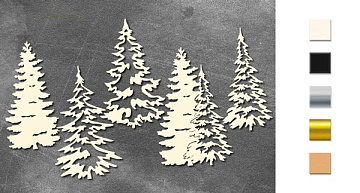 Chipboard embellishments set, Christmas trees #770
