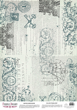 Deco Pergament farbiges Blatt Vintage Text and Swirls, A3 (11,7" х 16,5")