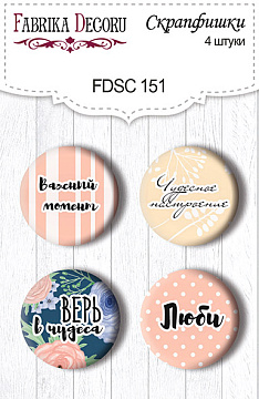 Set mit 4 Flair-Buttons zum Scrapbooking "Blumenstimmung" RU #151