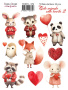 Set of stickers 10 pcs, Cute animals with hearts 2, #379