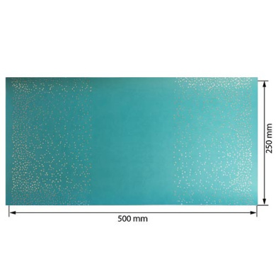 отрез кожзама с тиснением золотой фольгой, дизайн golden mini drops bright blue, 50см х 25см - 2