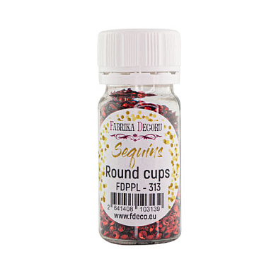 Sequins Round cups, red metallic, #313