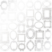 лист односторонней бумаги с серебряным тиснением, дизайн silver frames white, 30,5см х 30,5см
