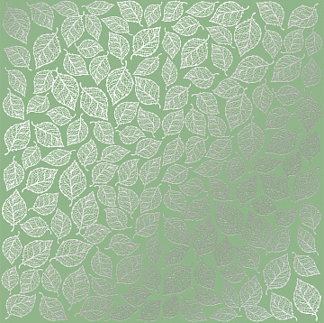Einseitig bedrucktes Blatt Papier mit Silberfolie, Muster Silver Leaves mini, Farbe Avocado 12"x12"