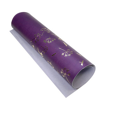 Stück PU-Leder zum Buchbinden mit Goldmuster Golden Dill Violet, 50cm x 25cm