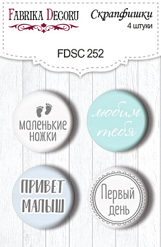 Set of 4pcs flair buttons for scrabooking "Baby&Mama" RU #252