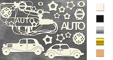 Chipboard embellishments set,  "Auto" #082