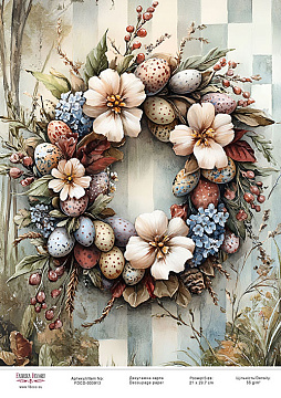 Karta do decoupage «Wieniec wielkanocny-01» #000913, 21x29,7cm