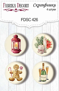 Set of 4pcs flair buttons for scrabooking Our warm Christmas #426