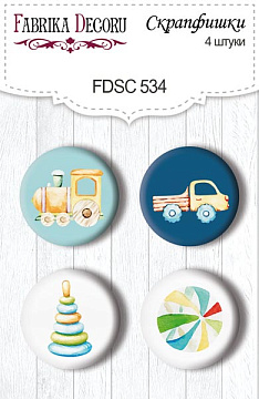 Set mit 4 Flair-Buttons zum Scrapbooking My cute Baby Elephant Boy #534