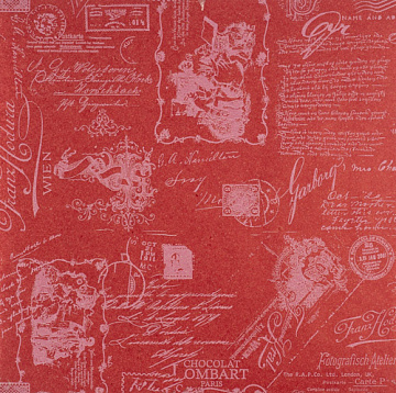 Arkusz kraft papieru z wzorem "Archiwalne pocztówki na czerwono"