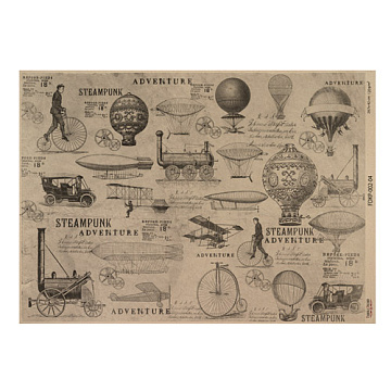 Arkusz kraft papieru z wzorem Mechanics and steampunk #04, 42x29,7 cm