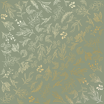 Sheet of single-sided paper with gold foil embossing, pattern "Golden Branches Olive"