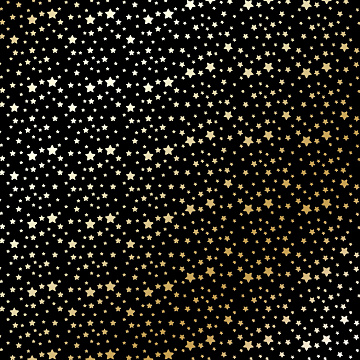 Sheet of single-sided paper with gold foil embossing, pattern Golden stars Black, 12"x12"