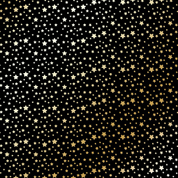 Sheet of single-sided paper with gold foil embossing, pattern Golden stars Black, 12"x12"