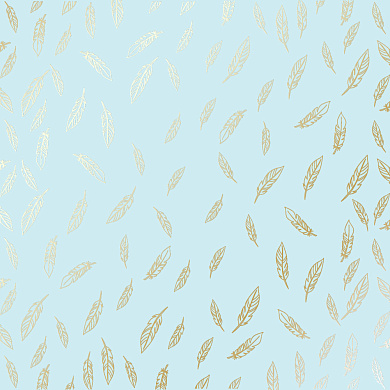 лист односторонней бумаги с фольгированием, дизайн golden feather blue, 30,5см х 30,5см