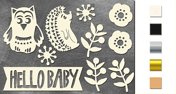 Chipboard embellishments set, "Scandi Baby Boy" #186