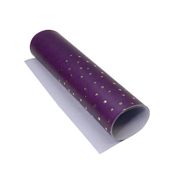 Piece of PU leather for bookbinding with gold pattern Golden Drops Violet, 50cm x 25cm