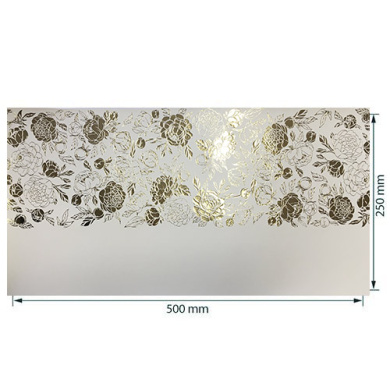 отрез кожзама с тиснением золотой фольгой, дизайн golden peony passion, color white, 50см х 25см - 2