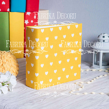 Blank album with a soft fabric cover Hearts on yellow 20сm х 20сm