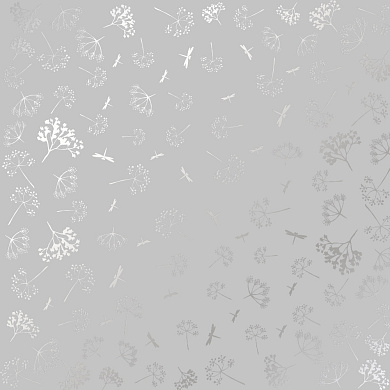 лист односторонней бумаги с серебряным тиснением, дизайн silver dill gray, 30,5см х 30,5см